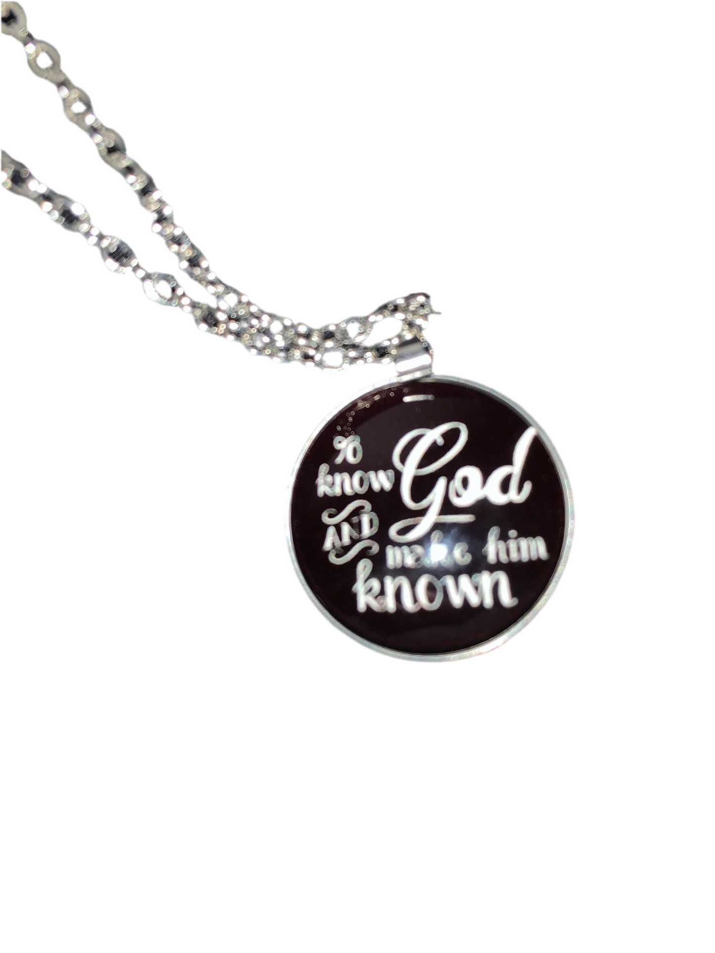 Classical Conversations Jewerly- To Know God and Make Him Known Silver Necklace 24 IN adjustable Chain or Key Chain